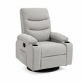 Fauteuil relax inclinable pivotant tissu polyester gris porte-gobelets base acier noir 80 cm 90 cm 105 cm