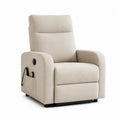 Fauteuil relax électrique 82 x 94 x 105 cm revêtement polyester beige structure acier noir avec repose-jambes extensible et télécommande latérale