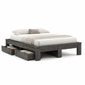 Lit plateforme 160 x 200 cm avec tiroirs de rangement bois mélaminé gris foncé rectangulaire sans tête de lit